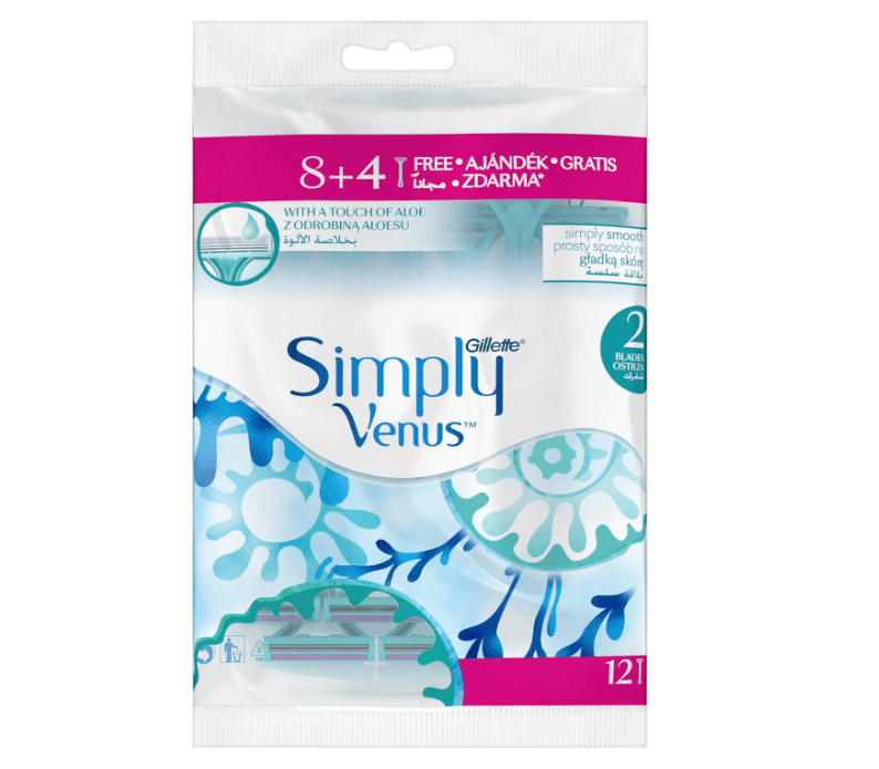 جيليت جيليت سيمبلي فينوس ماكينات حلاقة للاستعمال مرة واحدة 12 قطعة weight: 12pcs